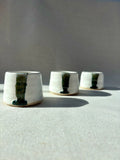 Decorative Stubby Pot - Matt White & Bottle Green