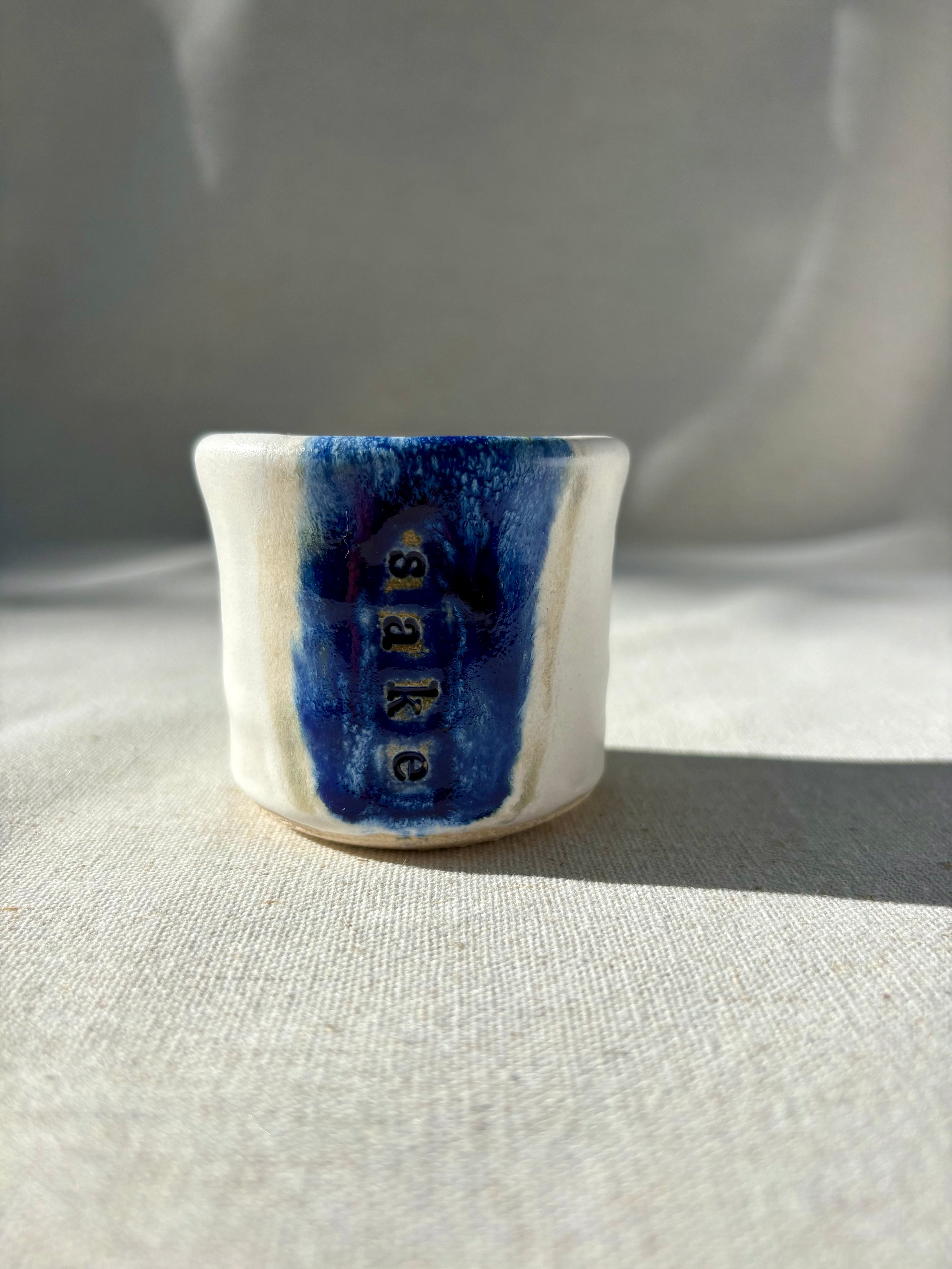 Sake Cup - Matt White & Ultramarine