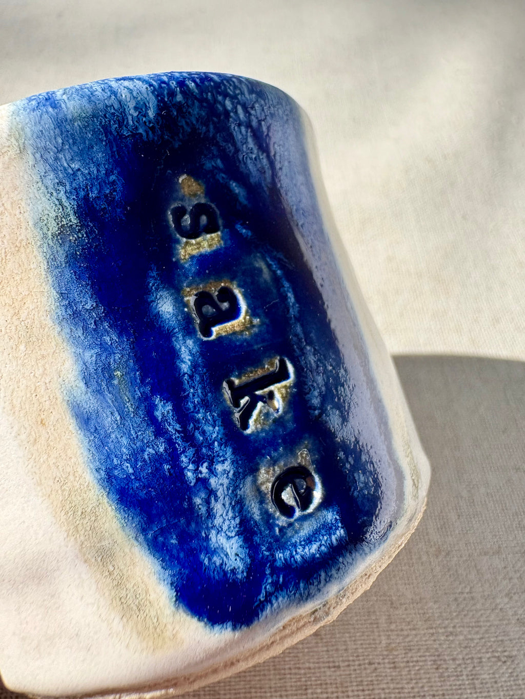 Sake Cup - Matt White & Ultramarine