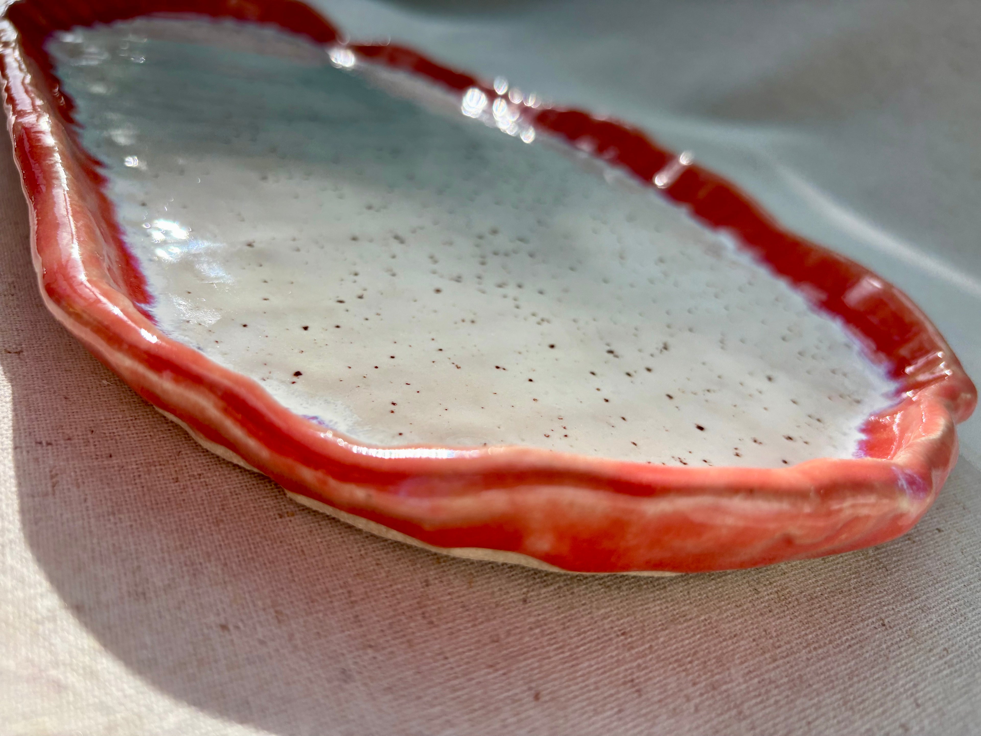 Large Serving Platter - Dusky Coral & Speckle White