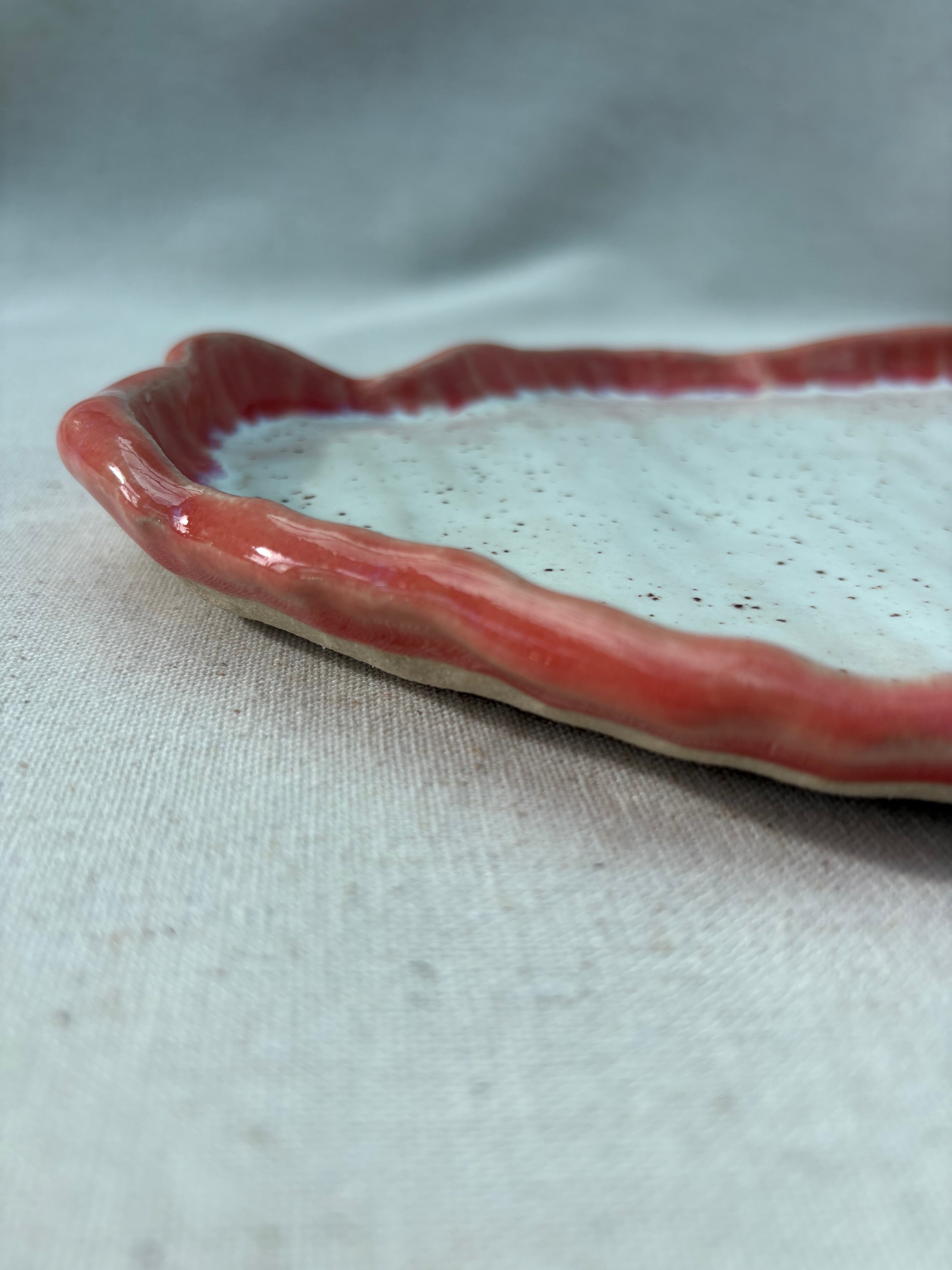 Large Serving Platter - Dusky Coral & Speckle White