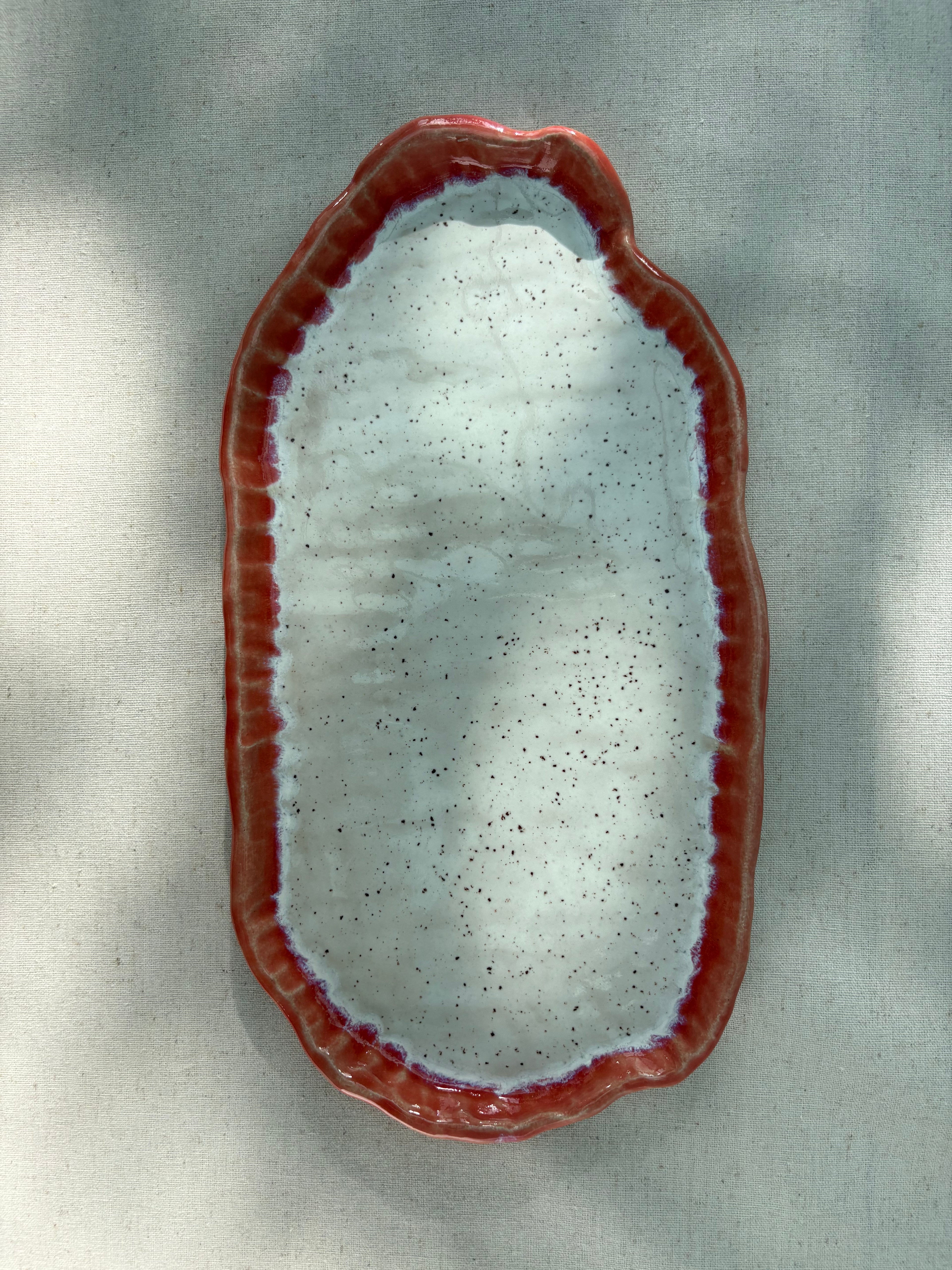 Large Serving Platter - Dusky Coral & Speckle White