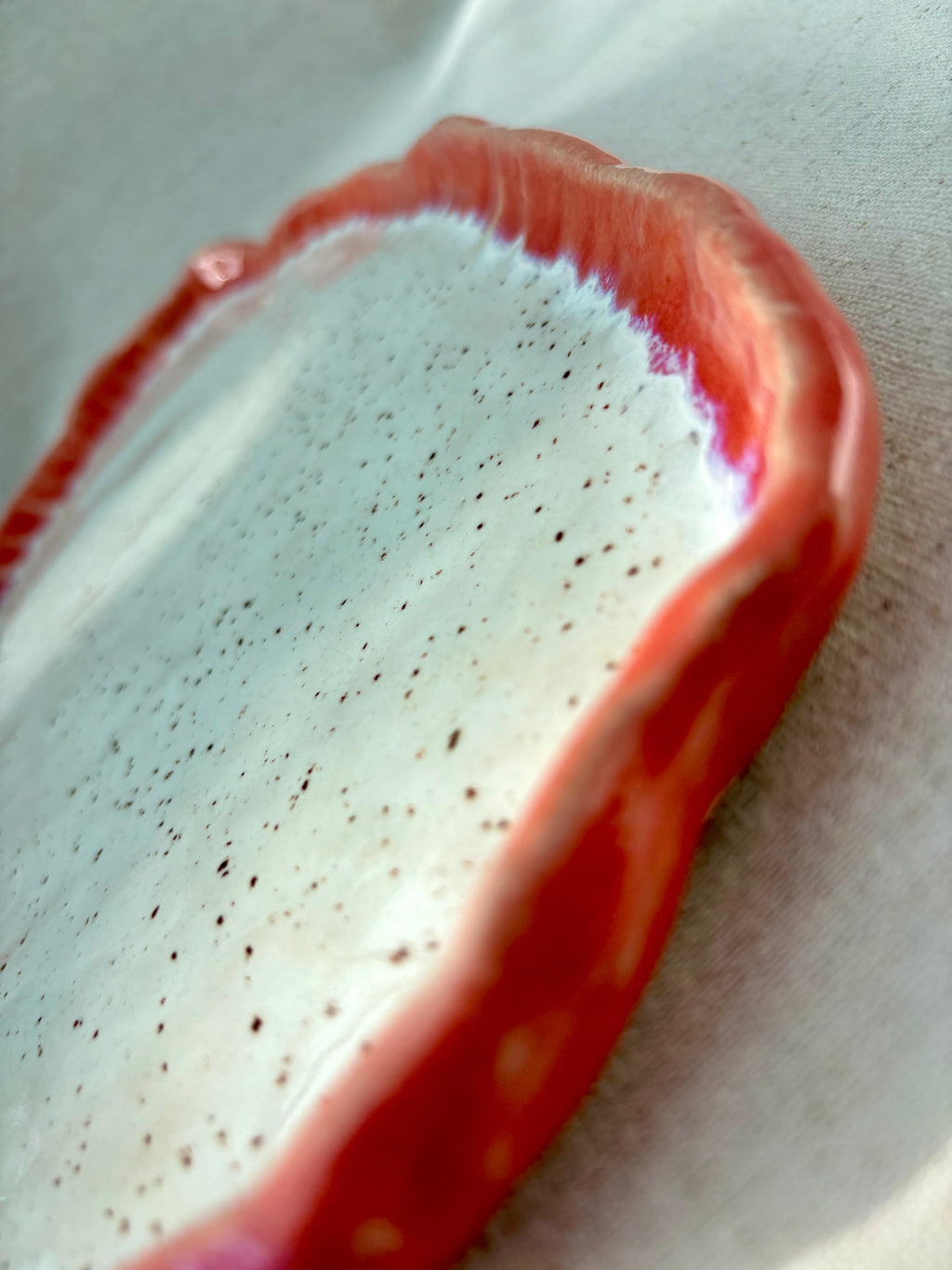 Large Serving Platter - Dusky Coral & Speckle White