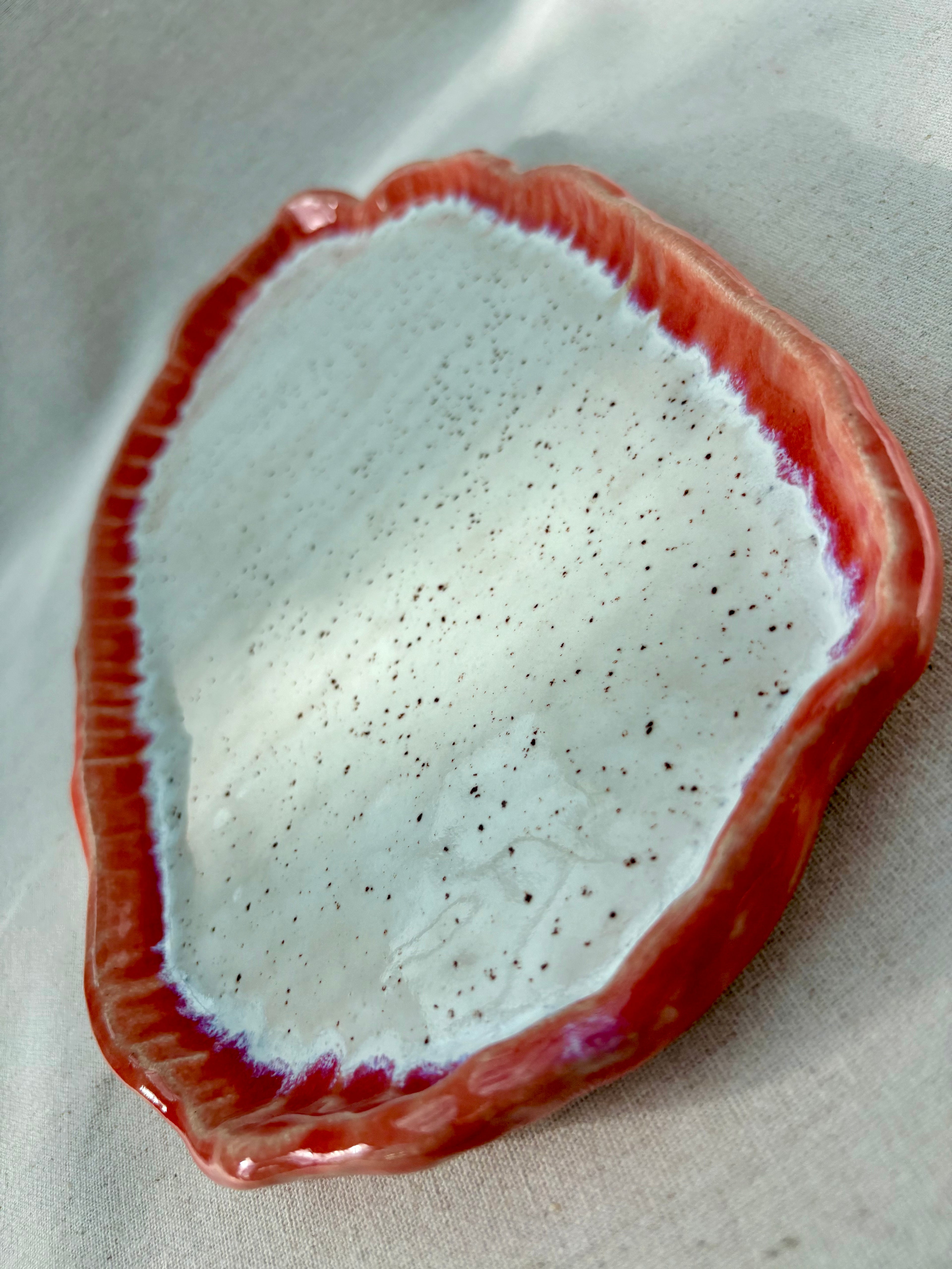 Large Serving Platter - Dusky Coral & Speckle White