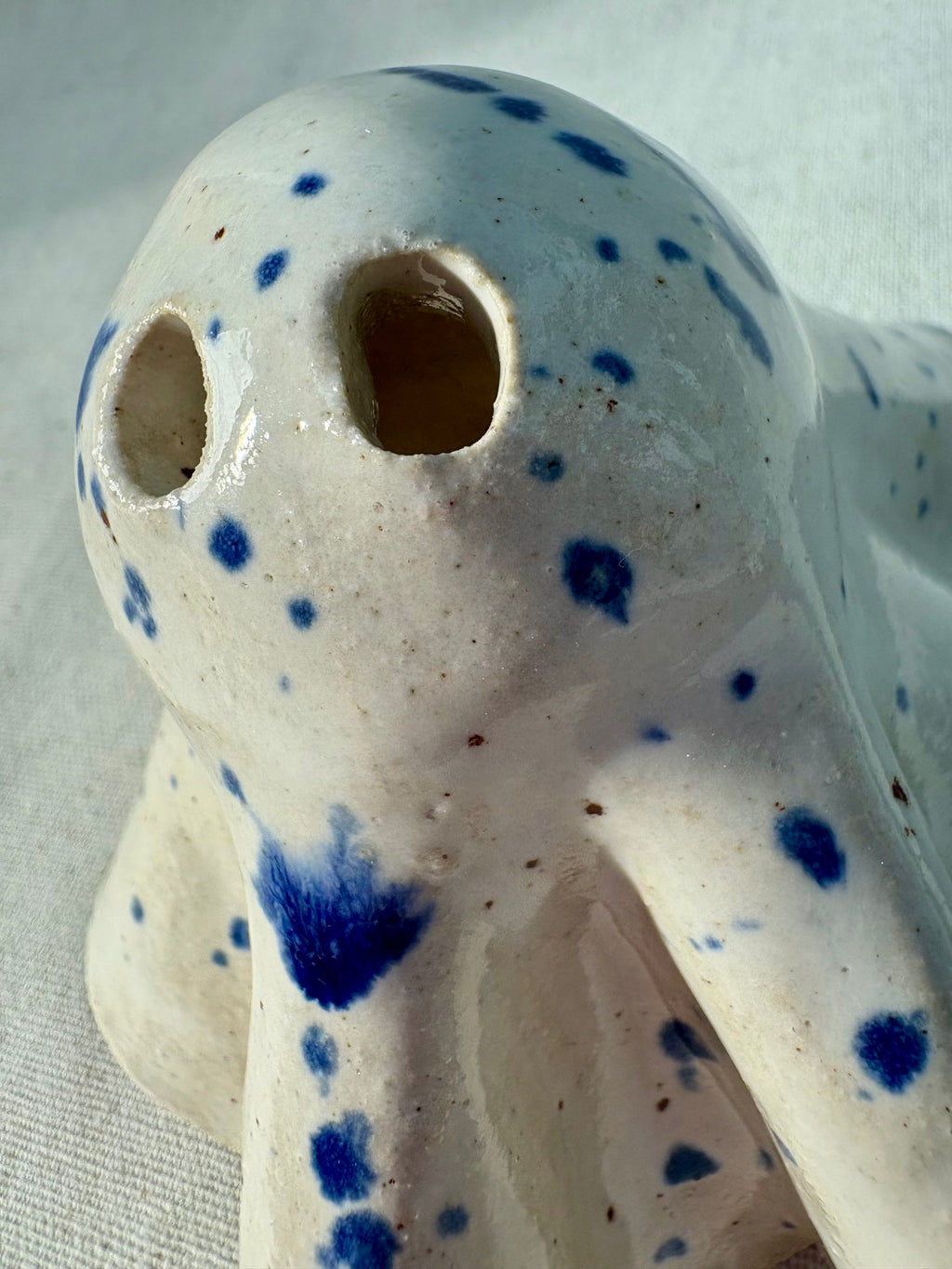 Tiny Ghost Candle Lantern - Bertie in Blue Flecks
