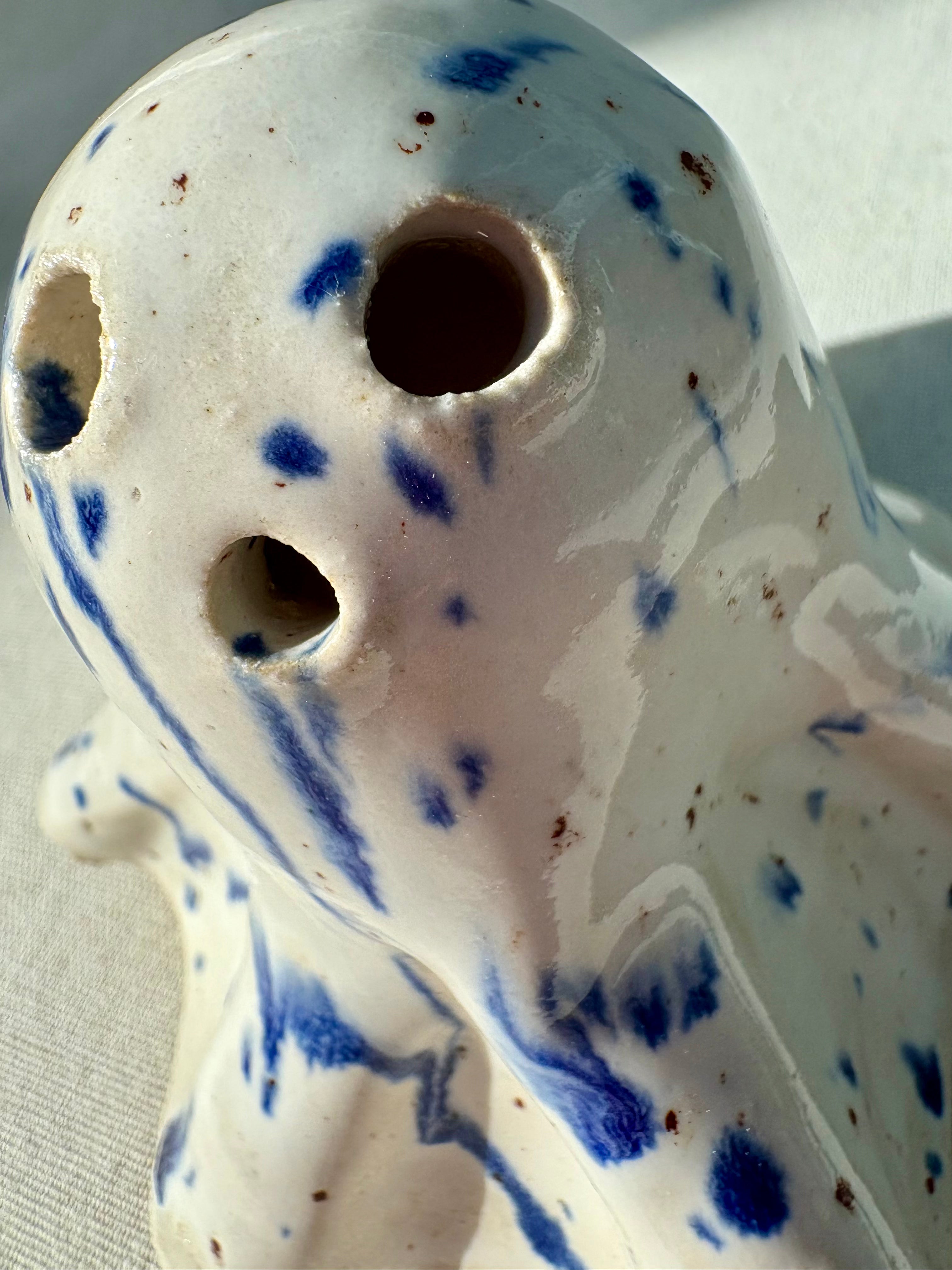 Tiny Ghost Candle Lantern - Barnaby in Blue Flecks