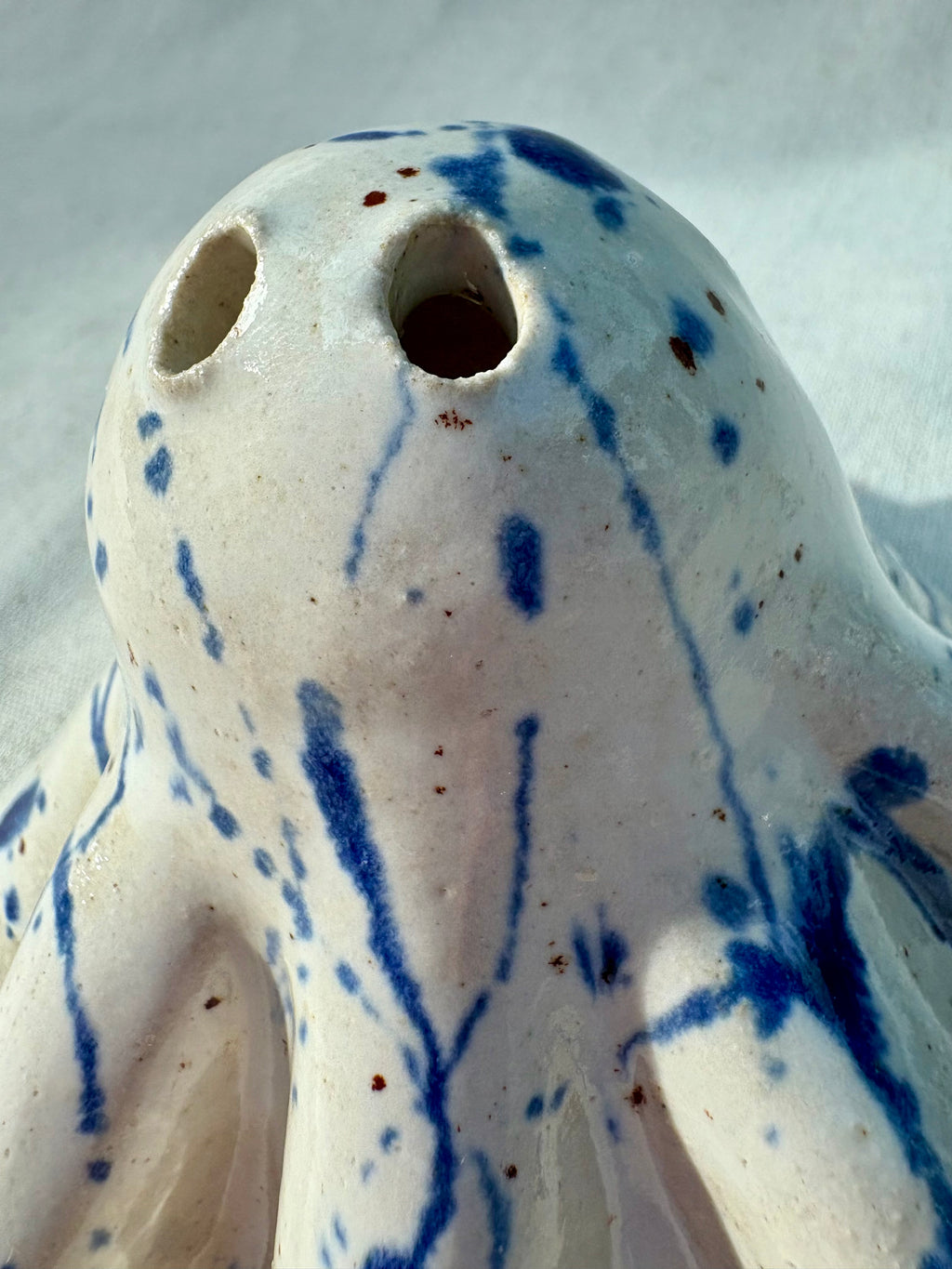 Tiny Ghost Candle Lantern - Bertie in Blue Flecks