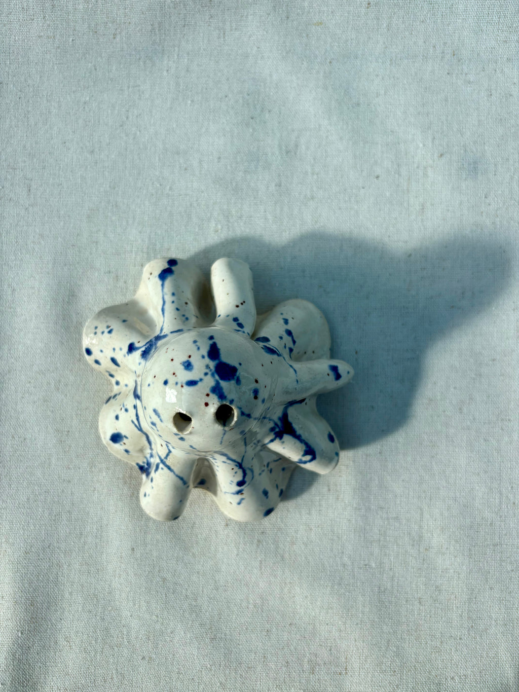 Tiny Ghost Candle Lantern - Bertie in Blue Flecks