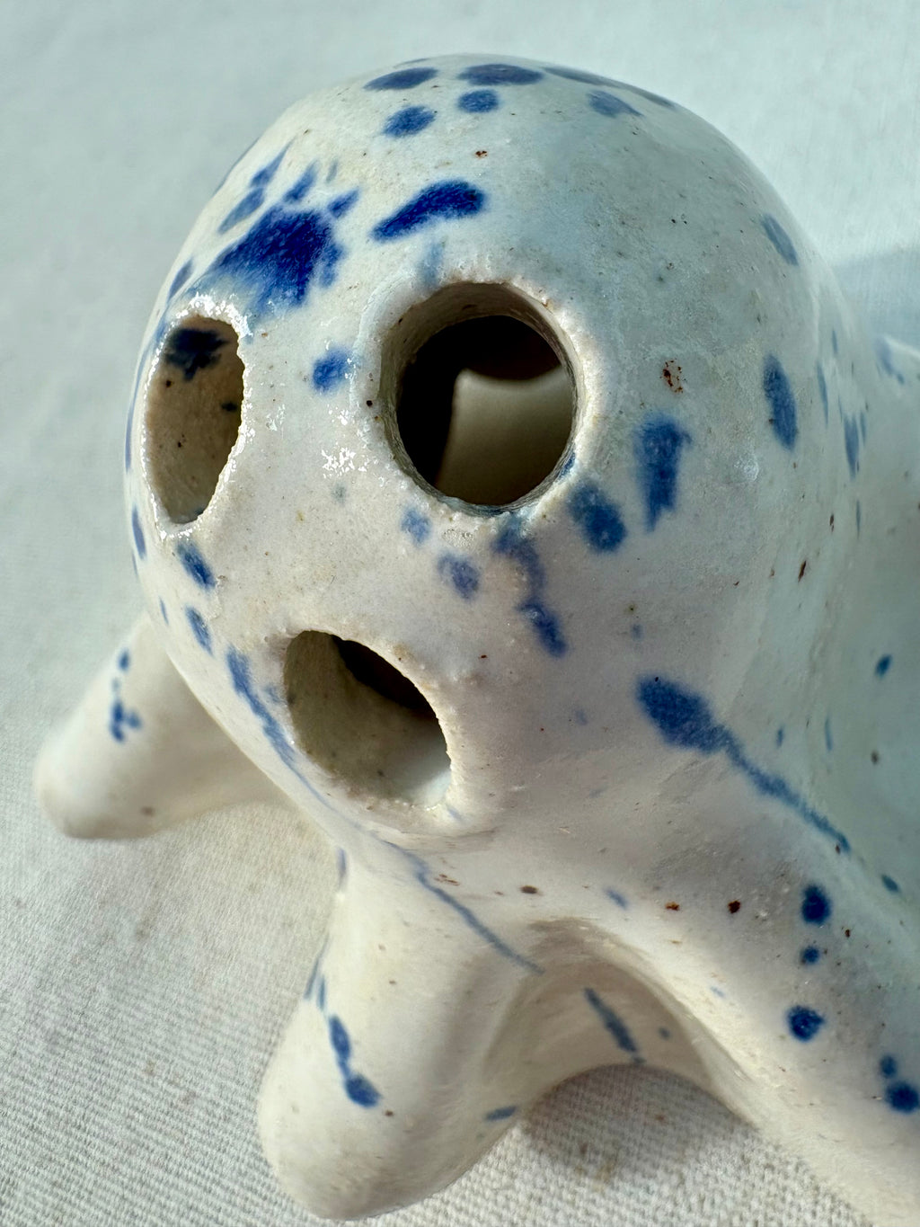 Tiny Ghost Candle Lantern - Barnaby in Blue Flecks