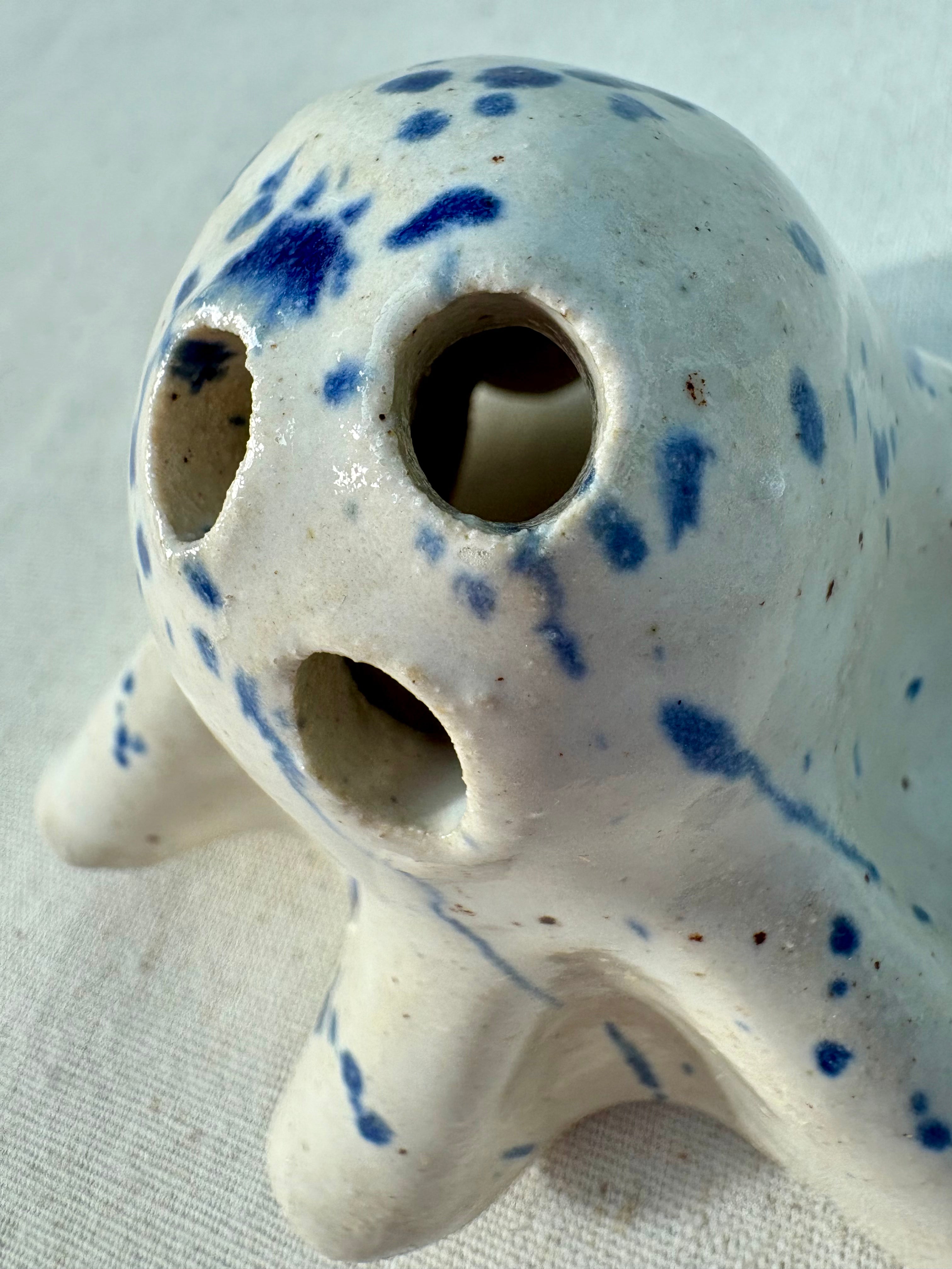Tiny Ghost Candle Lantern - Barnaby in Blue Flecks