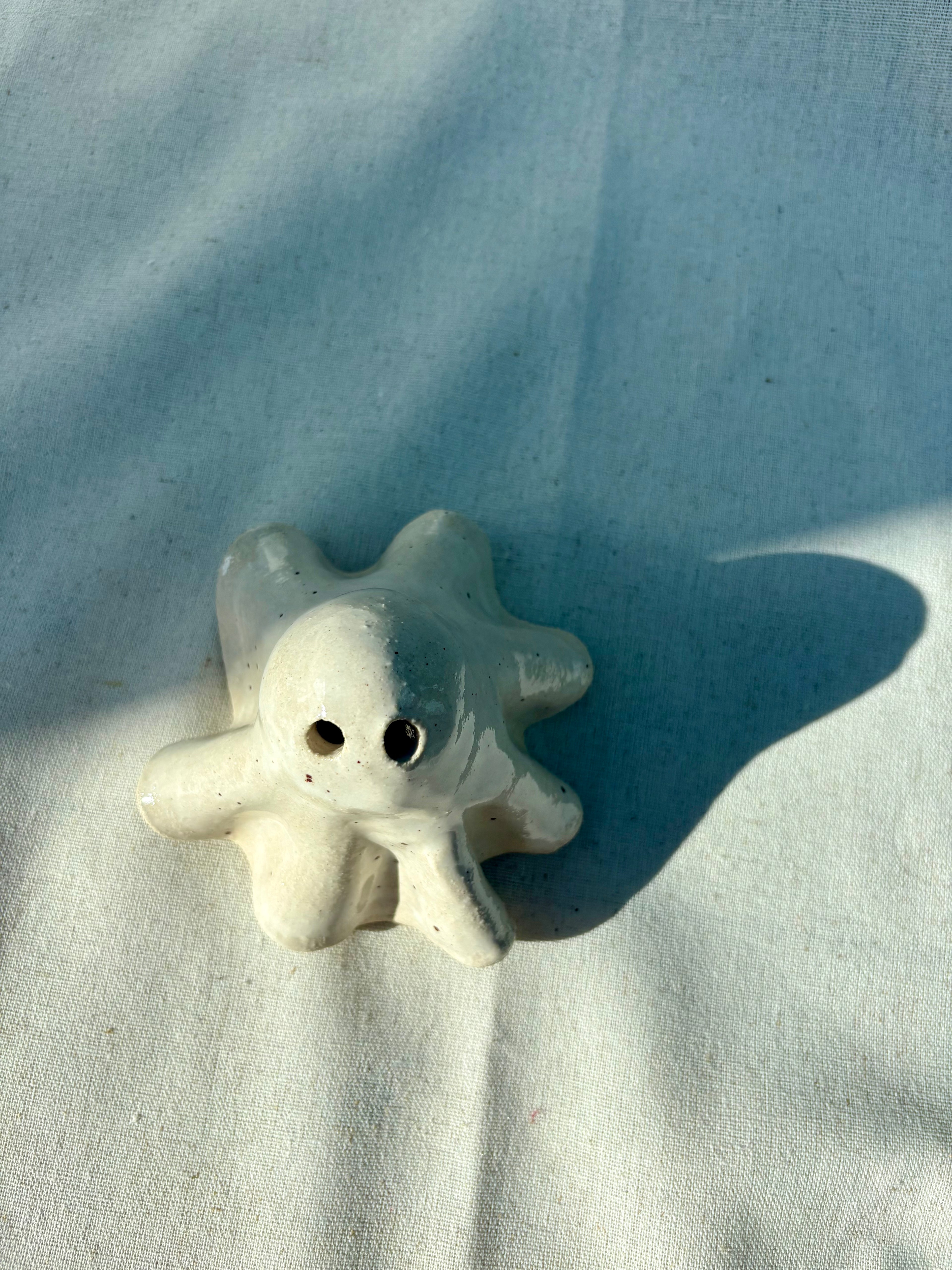 Tiny Ghost Candle Lantern - Bertie in Speckled White