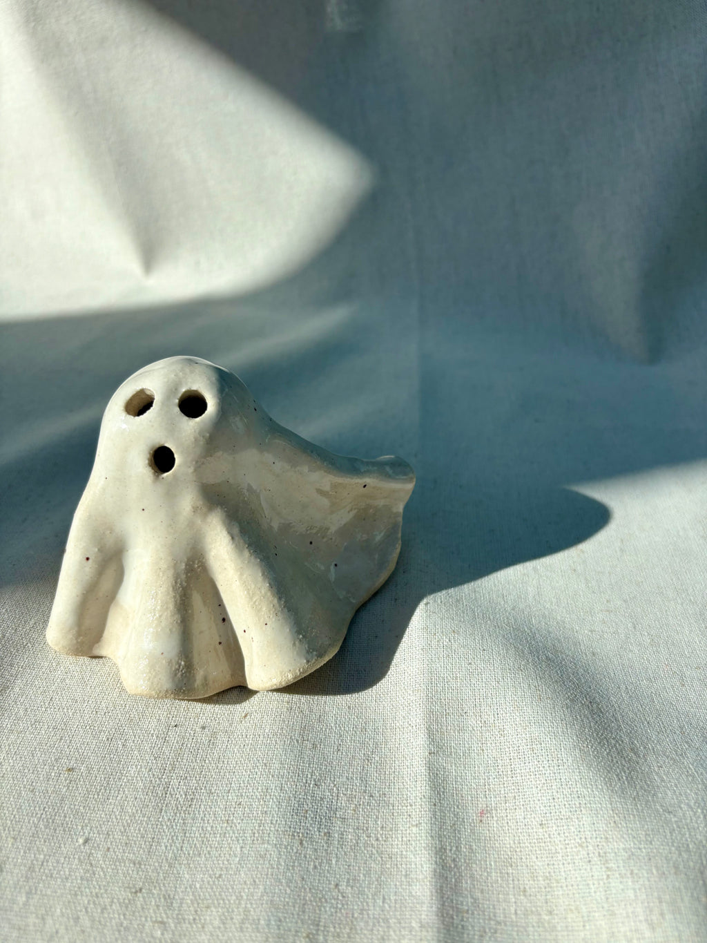 Tiny Ghost Candle Lantern - Barnaby in Speckled White