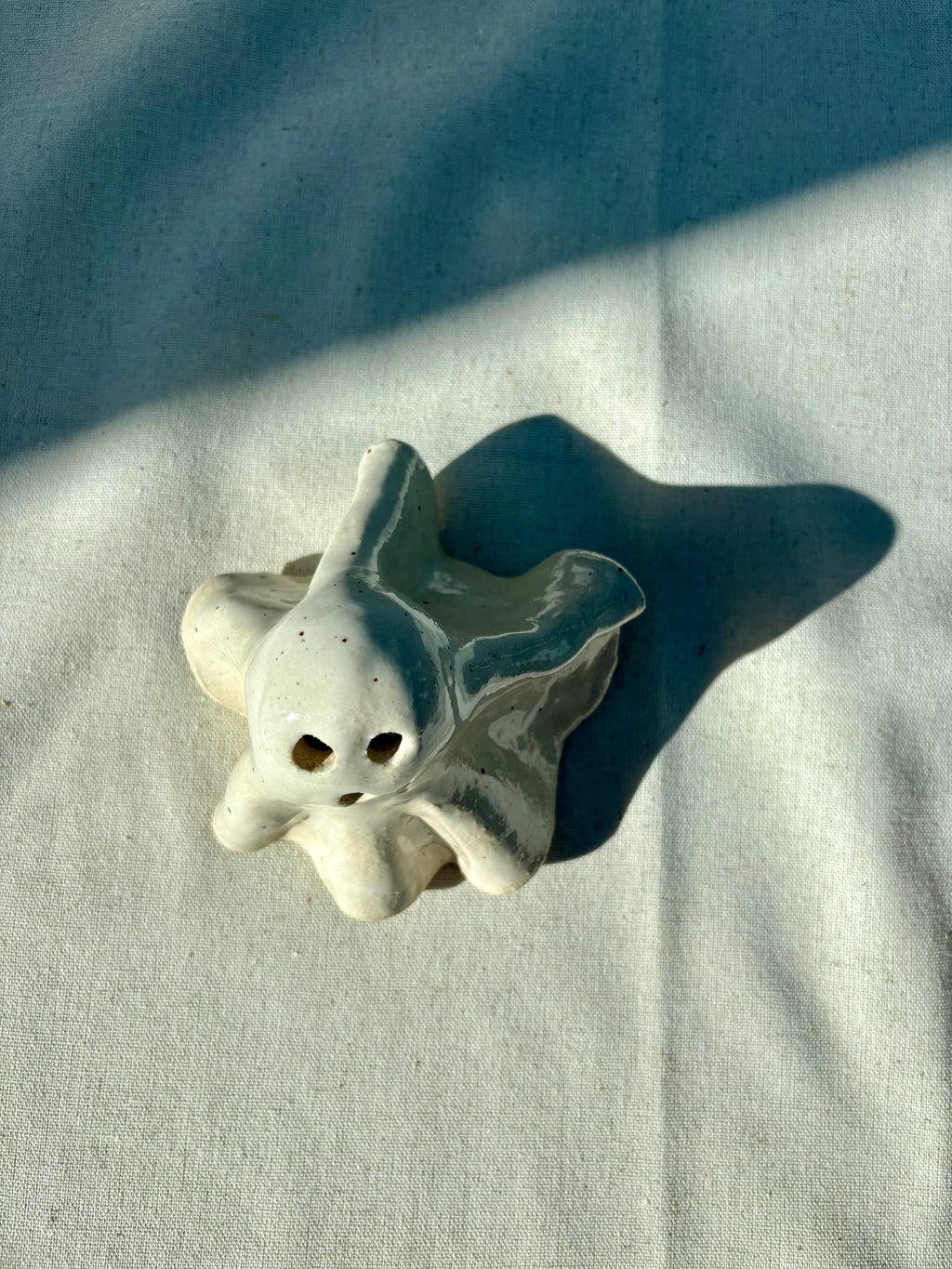 Tiny Ghost Candle Lantern - Barnaby in Speckled White